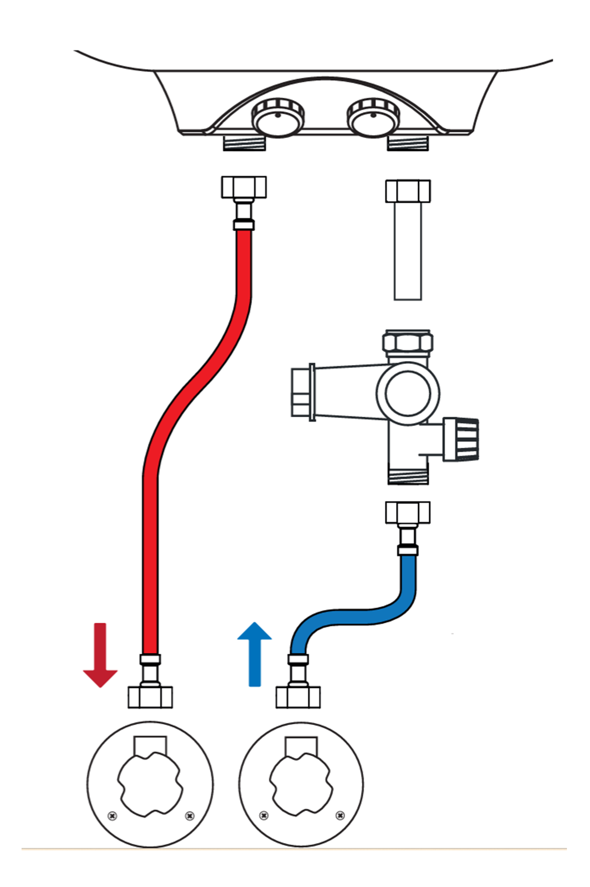 Aansluitset grote boilers, 30 t/m 150 liter- basis