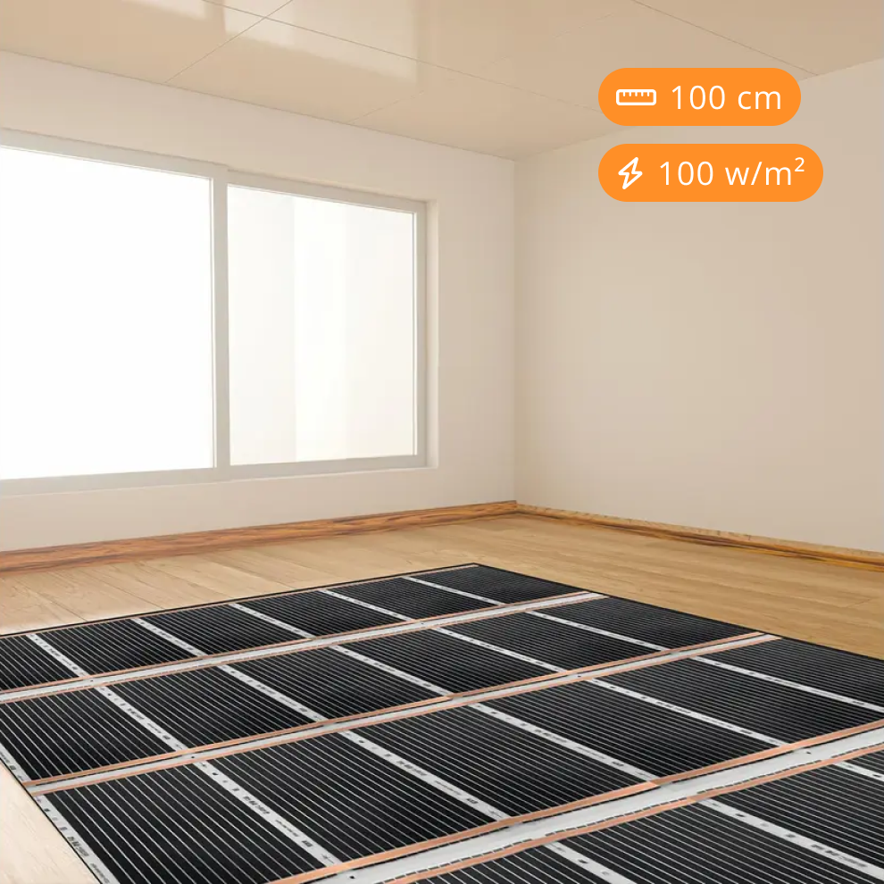 Vloerverwarmingsfolie, 100cm breed - 100w/m2